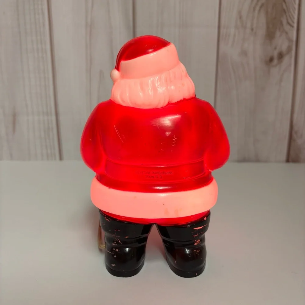 Vintage 1950's Blow Mold Lighted Santa General Products Co Tabletop Decor Red 8" - Picture 2 of 15